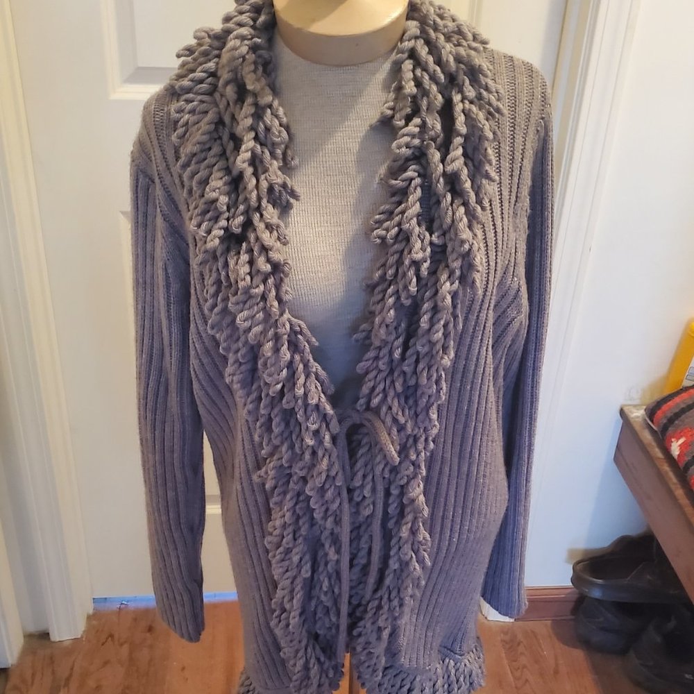 Grey fringed sweater